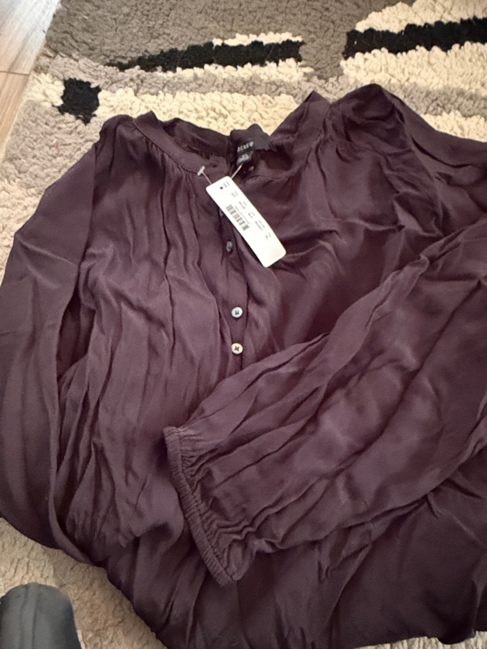 J. Crew black  Button-Front Pleated Blouse